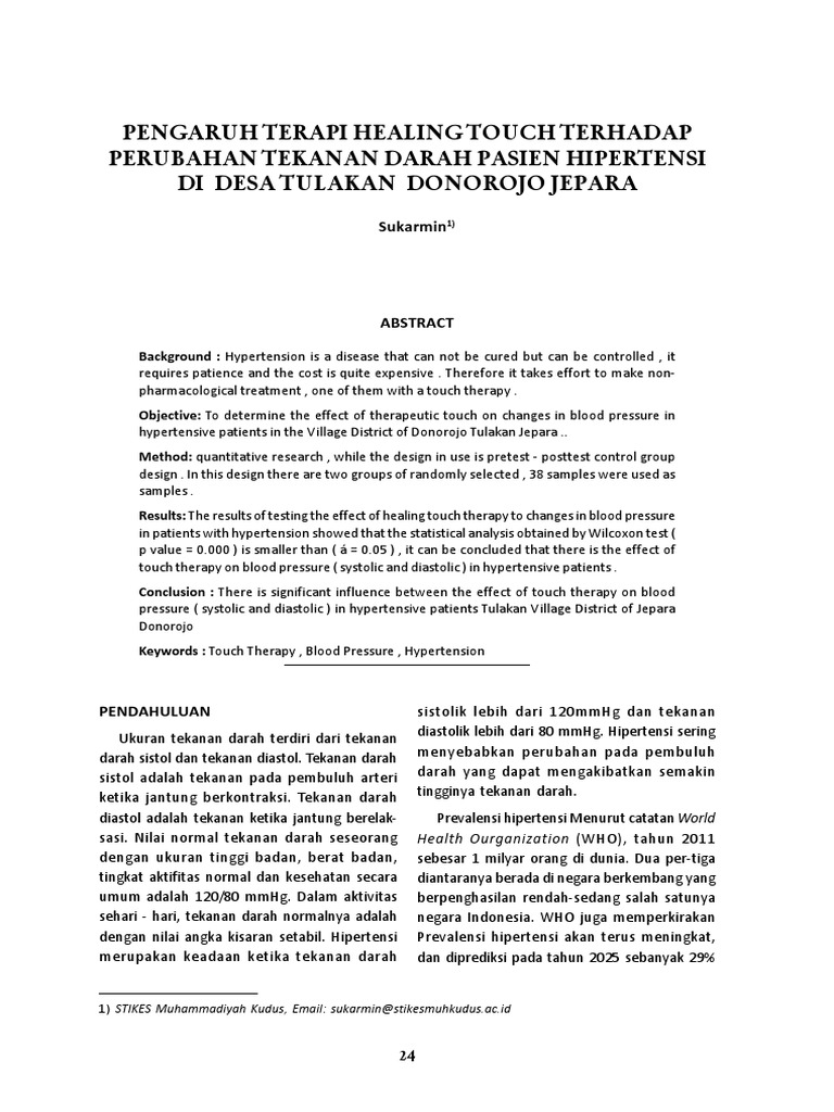 Healing Touch Effects on Hypertension | PDF