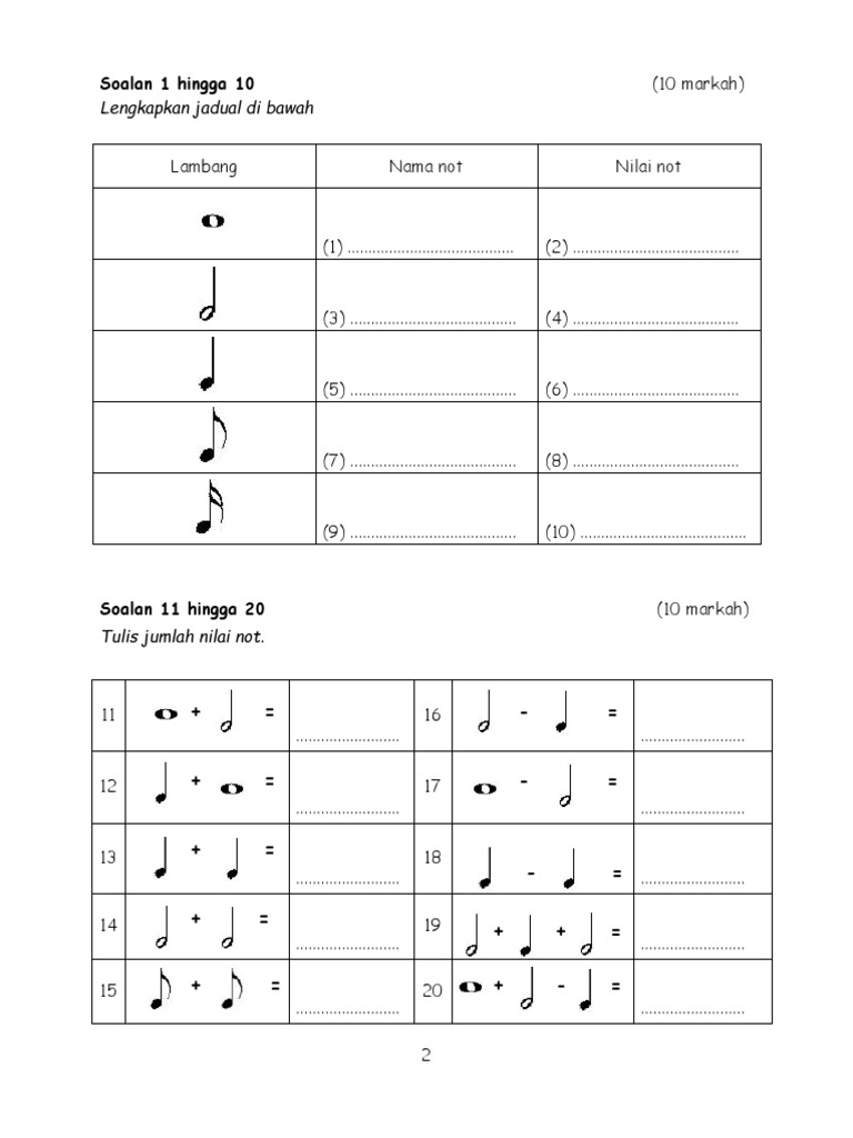 Soalan Muzik Tahun 5 Pdf