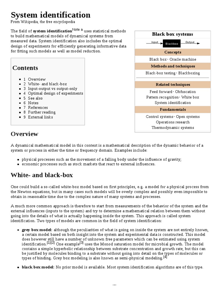 System Identification - Wikipedia | PDF | Mathematical Model | Systems ...