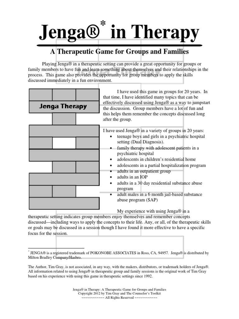 Jenga in Therapy Psychotherapy Communication