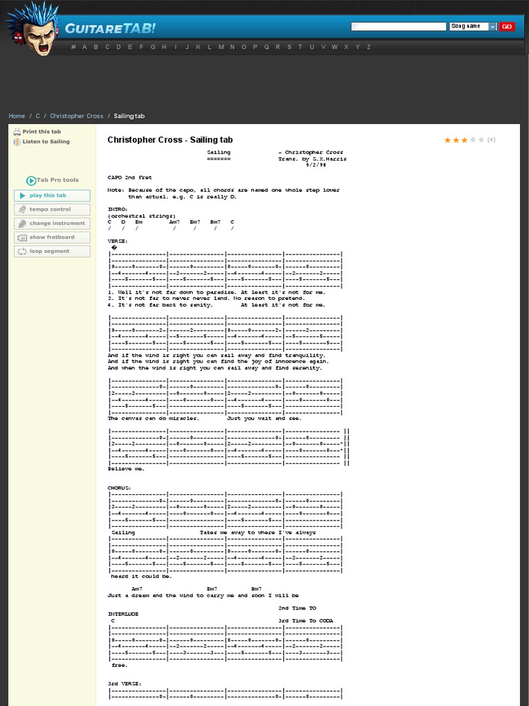 Christopher Cross ( Sailing tab ).pdf Song Structure Elements Of Music