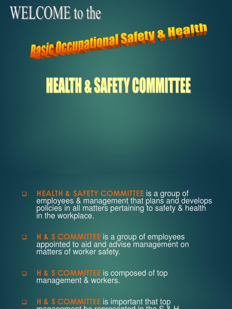 Health & Safety Committee Overview | PDF | Occupational Safety And ...