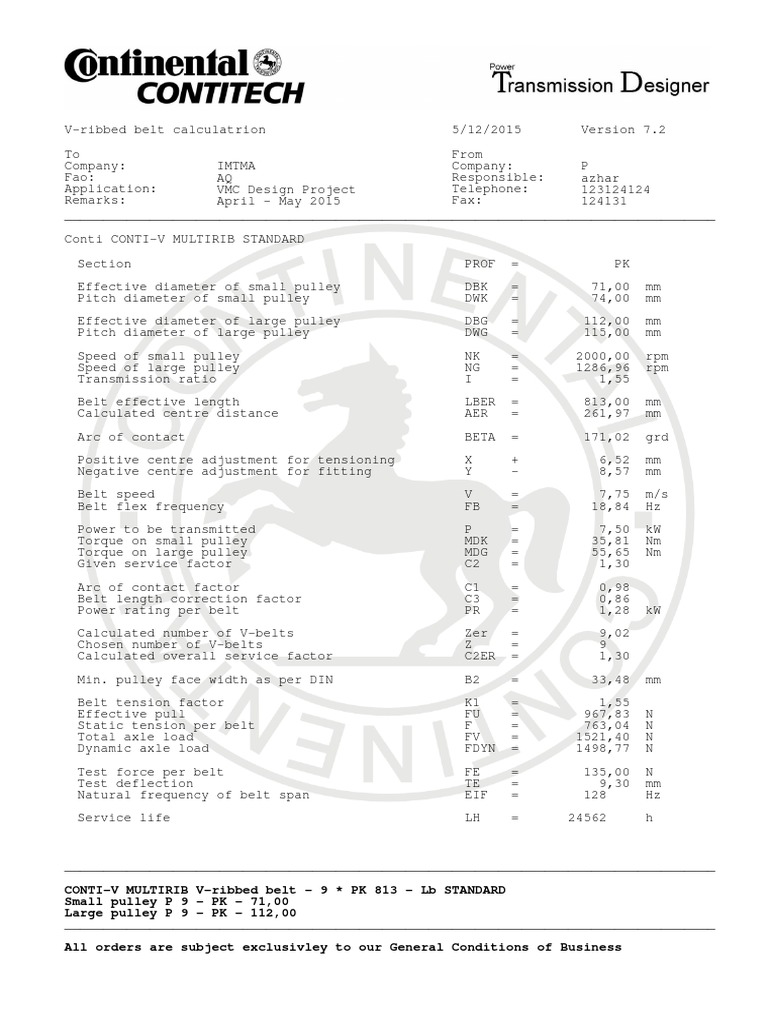 Pulley Calculations Data Sheet PDF Belt (Mechanical) Manufactured