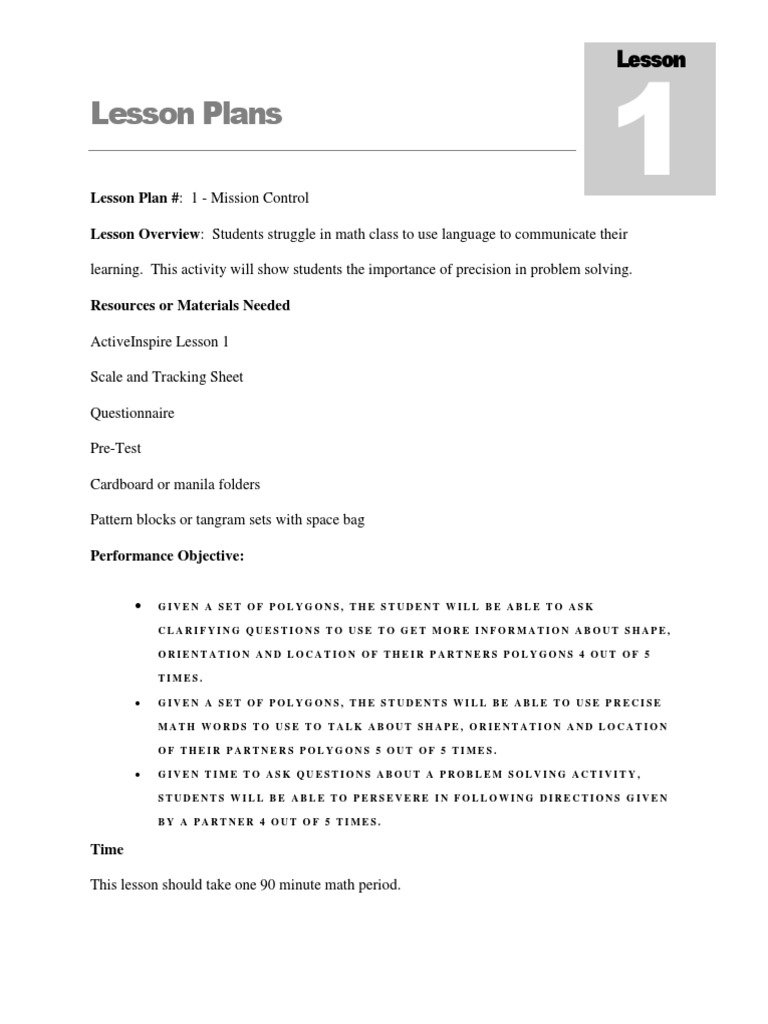Lesson 1 | PDF | Lesson Plan | Quiz