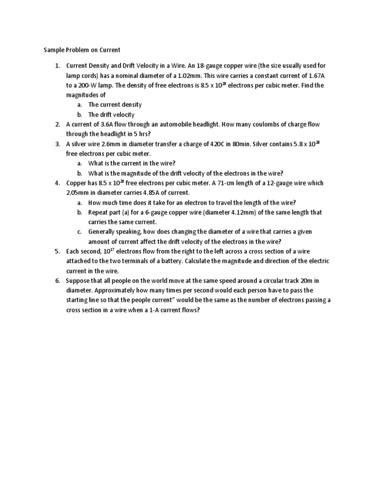 Current Density and Drift Velocity Analysis | PDF | Electric Current ...