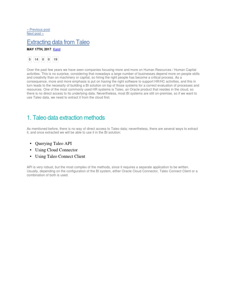 Taleo Connect Client Data Extraction Guide | PDF | Cloud Computing ...