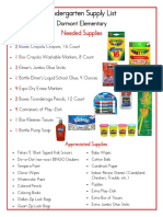 Kindergarten Supply List-Dormont