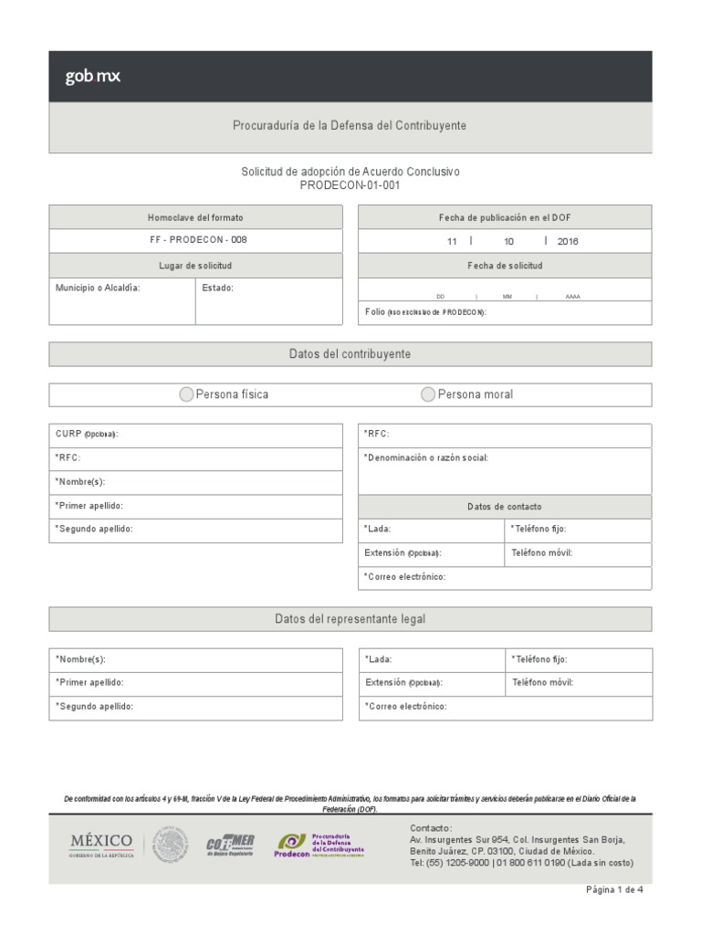 Solicitud de Adopcion de Acuerdo Conclusivo Gobierno