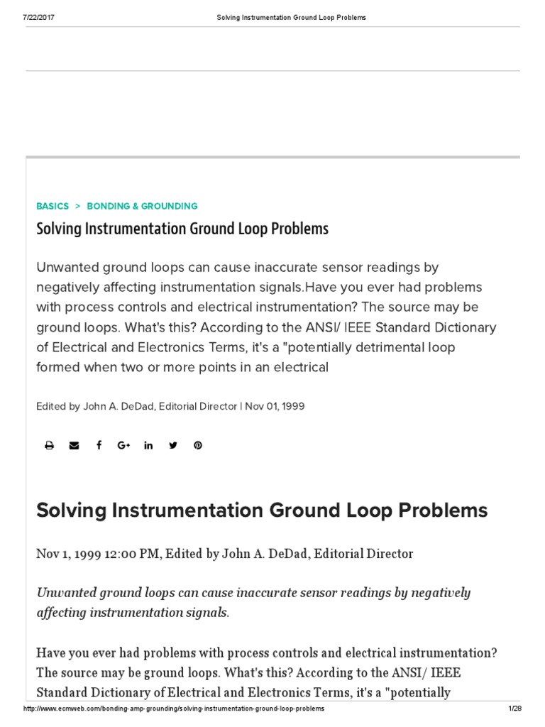 Solving Instrumentation Ground Loop Problems PDF Lighting