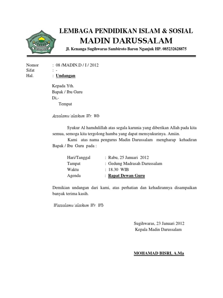 18 Contoh Contoh Surat Undangan Rapat Resmi Terbaru 2019