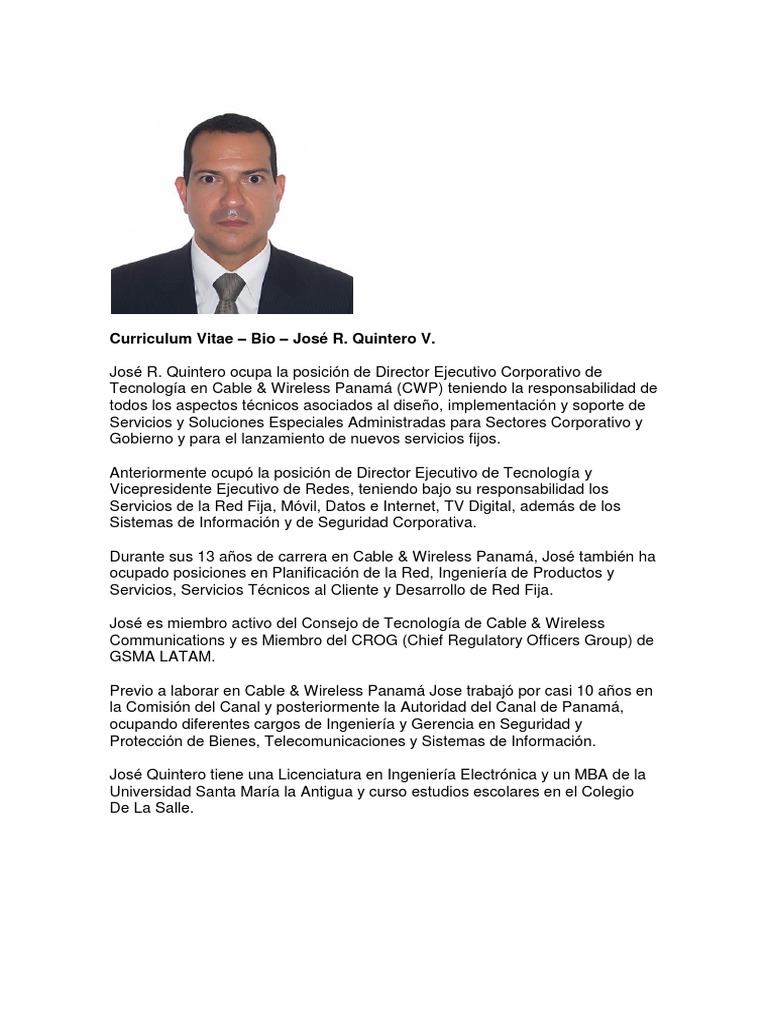 Perfil Profesional de José R. Quintero V. | PDF