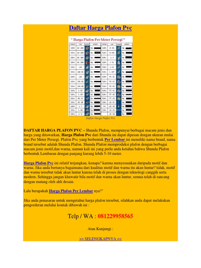  Daftar  Harga  Plafon  Pvc  MURAH 081 229 958 565