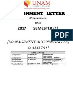 AAM3781 2017 CODeL Assignments AAM3781 Management Accounting 2A
