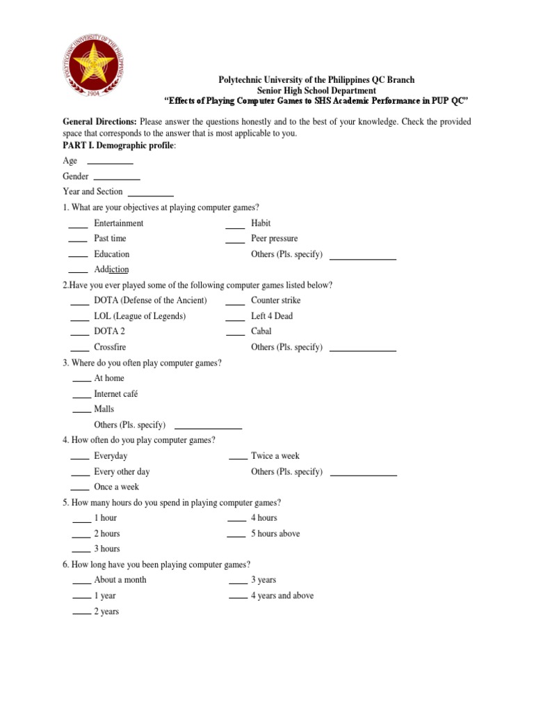 Impact of Gaming on SHS Performance | PDF | Video Games | Homework