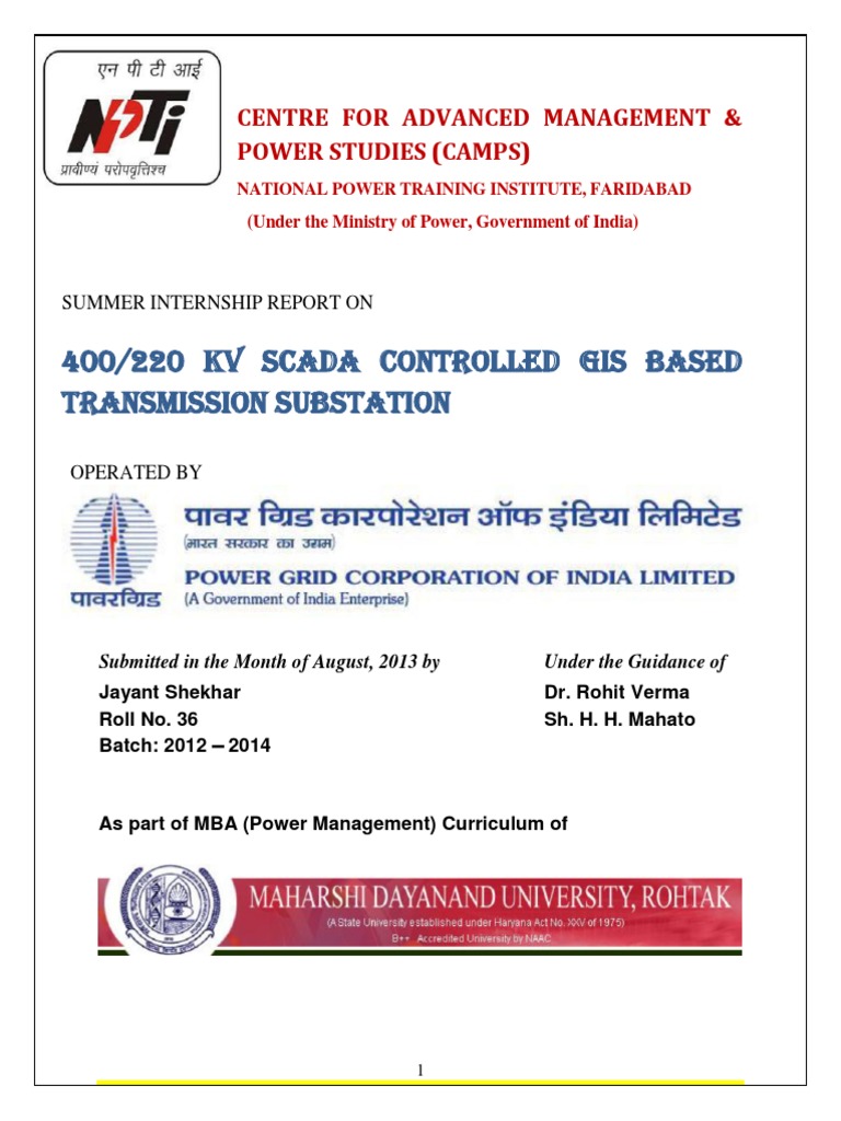 Internship Report | PDF | Electrical Substation | Electric Power ...