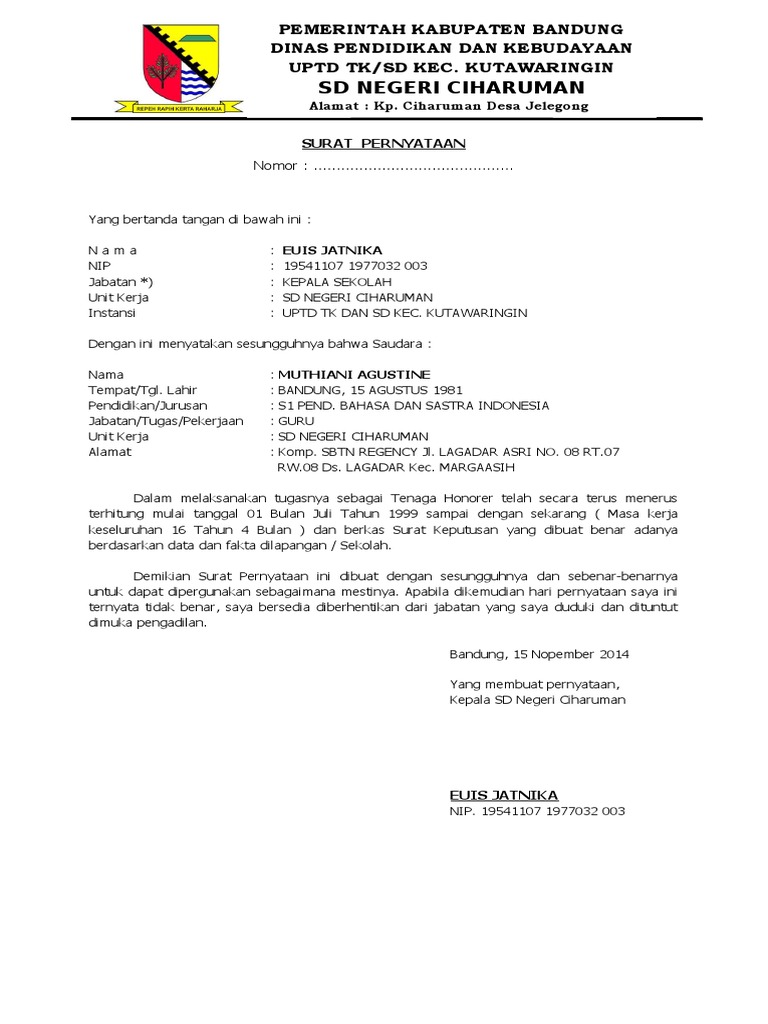 Kop Surat Dinas Pendidikan Kabupaten Bandung Contoh Kop