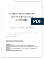 Prova de Matemática e Português para 4a série