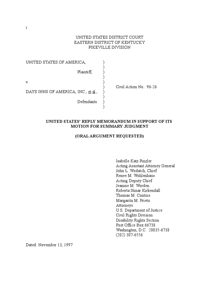 United States' Reply Memorandum in Support of Its Motion For Summary