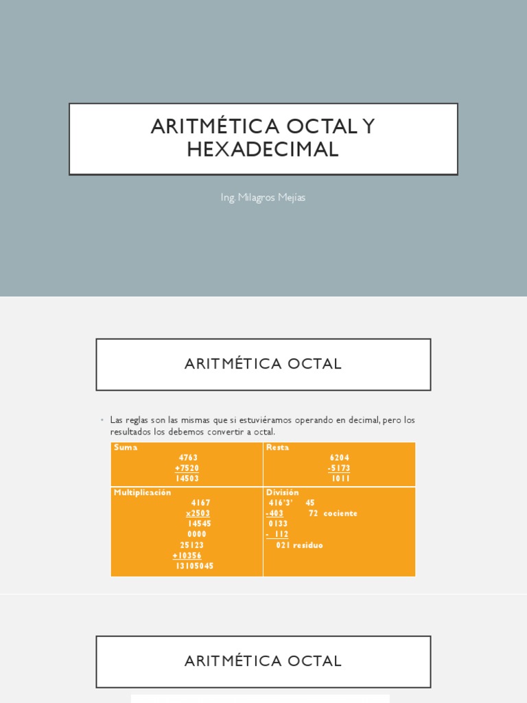 Aritmética Octal y Hexadecimal | PDF