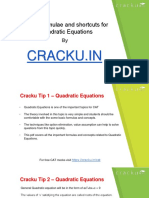 Quadratic Equations Formulas For CAT Cracku PDF