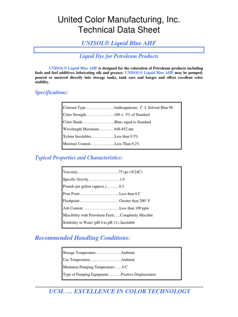 Blue Ahf Tech Data | PDF
