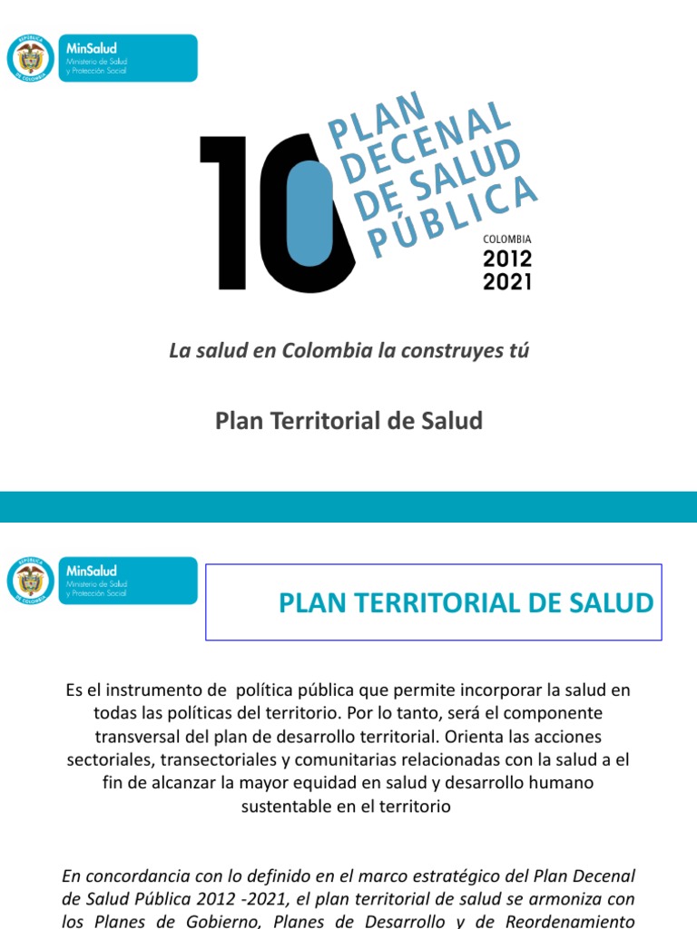 Plan Territorial de Salud en Colombia | PDF | Planificación | Presupuesto