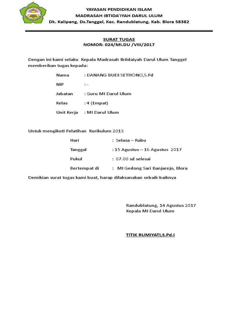 Contoh Surat Tugas Guru Mengikuti Bimtek Id Lif Co Id