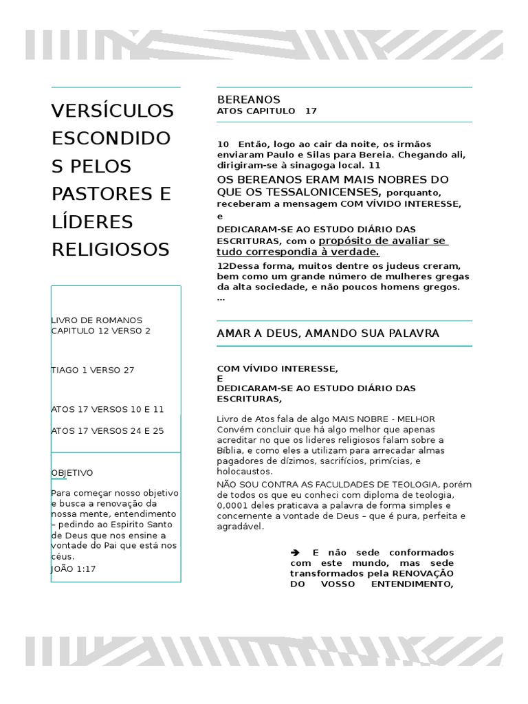 Versículos para Pastores e Líderes | PDF | Atos dos apóstolos | Bíblia