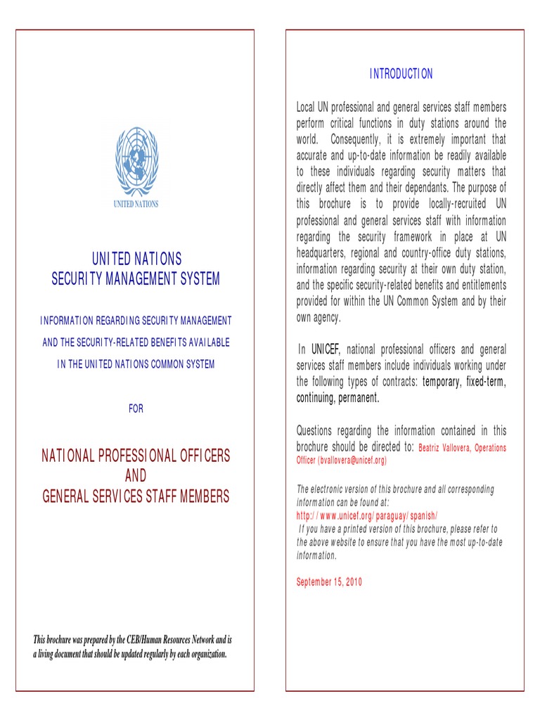 United Nations Security Management System: National Professional ...