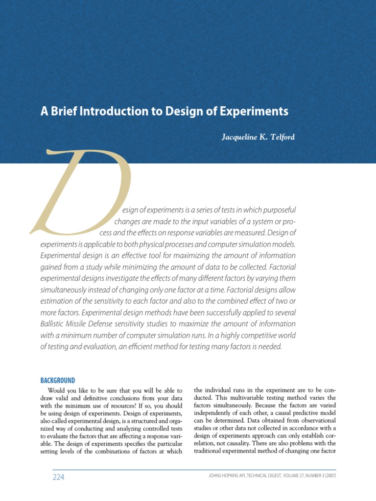 Introduction to Design of Experiments | PDF | Design Of Experiments ...