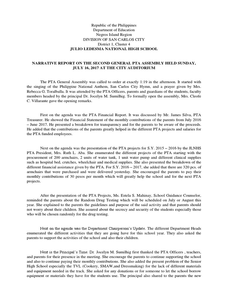 Narrative Report 2nd General Assembly Pdf
