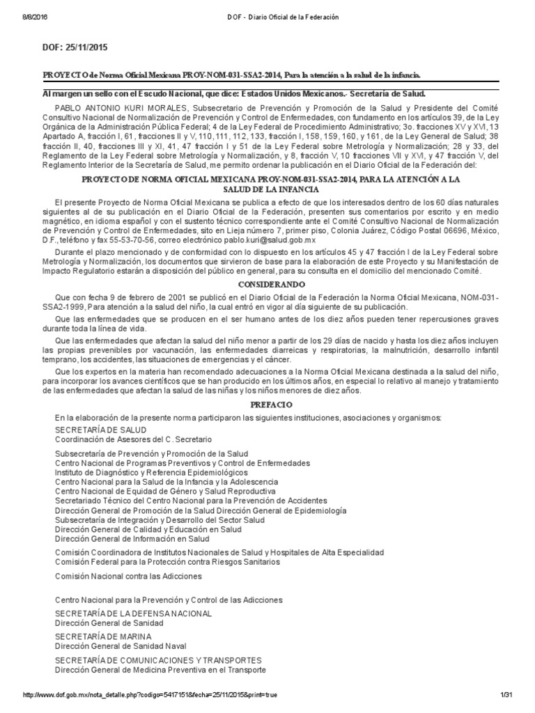 NOM PROY031SSA22014 Obesidad Diarrea