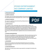 Model Proposed Entertainment Productions Company Limited: 1.0 Executive Summary