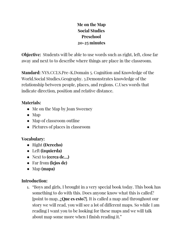 Me On The Map Lesson Plan | PDF | Education Theory | Epistemology