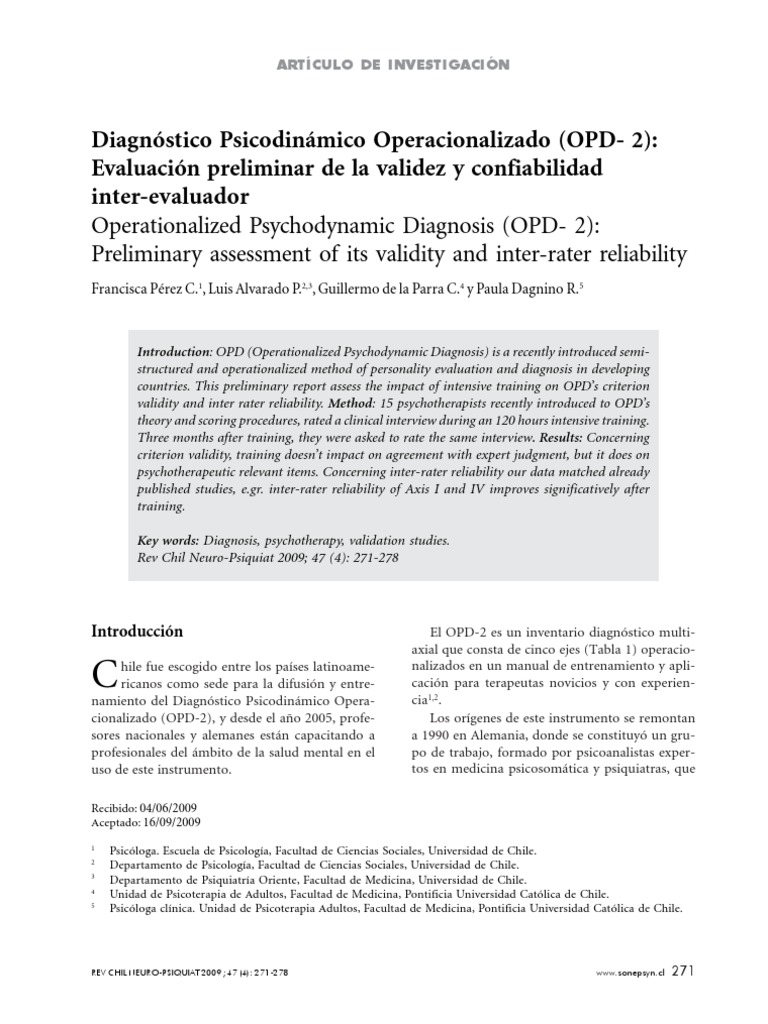 Diagnóstico Psicodinámico Operacionalizado - OPD 2 | PDF | Evaluación ...