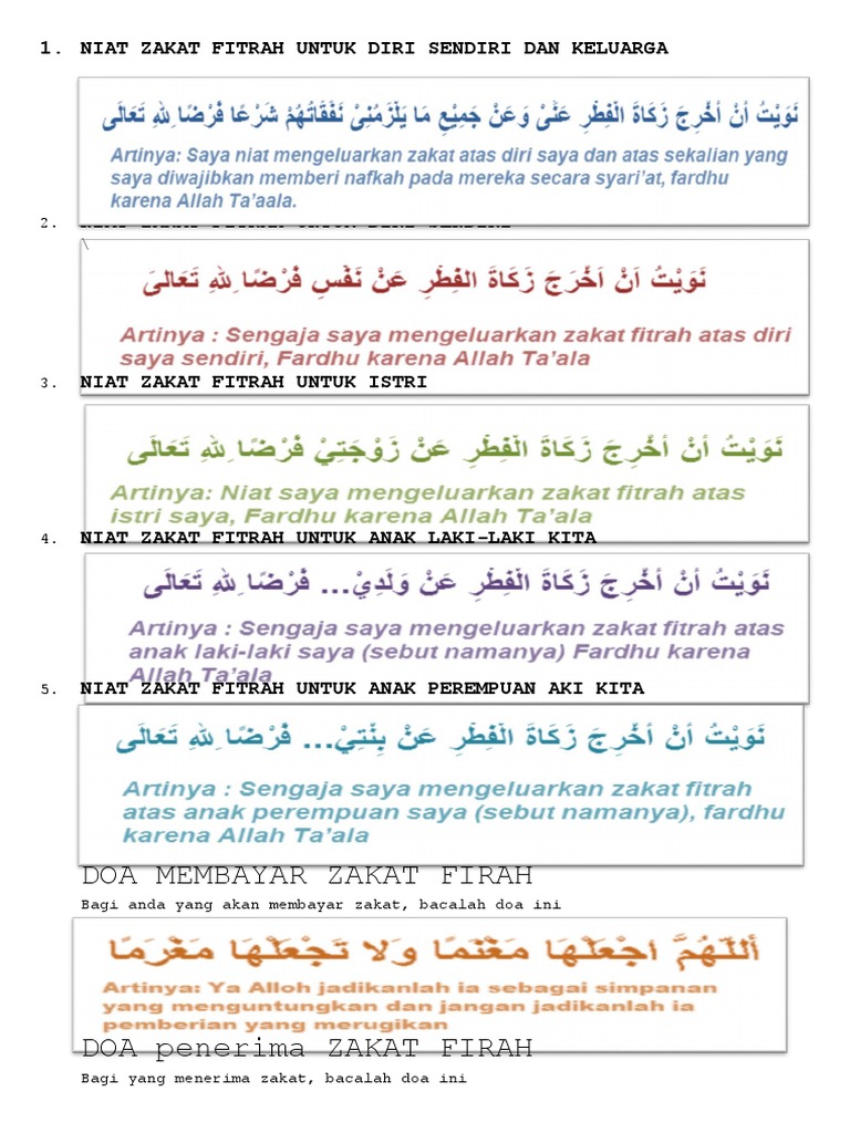 Doa zakat fitrah diri sendiri