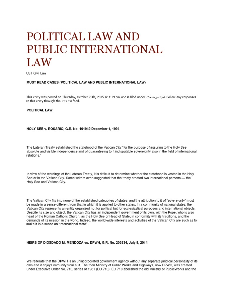 Political Law and Public International Law Must Read Cases | PDF ...