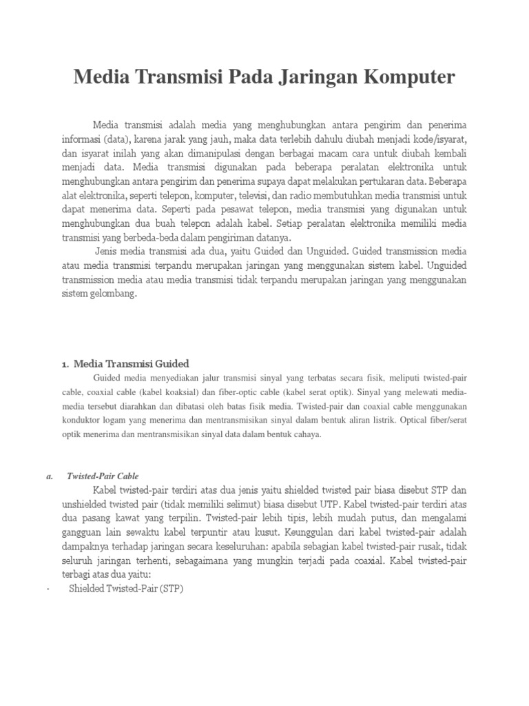 majalah komputer pdf Media Transmisi Pada Jaringan Komputer 