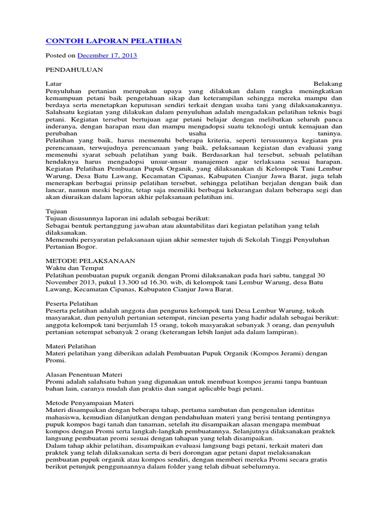 Contoh Laporan Pelatihan Docx