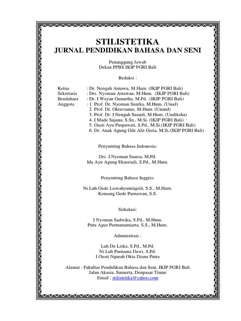 Jurnal Stilistetika: Pendidikan Bahasa dan Seni | PDF