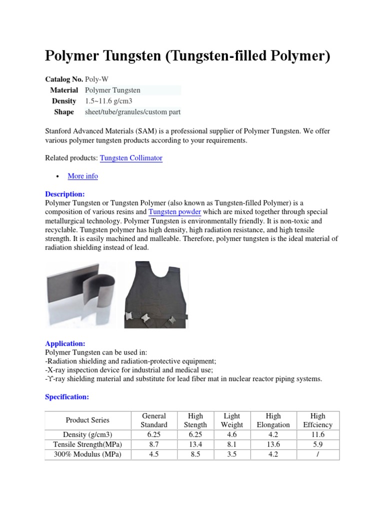 Polymer Tungsten PDF Tungsten Polymers