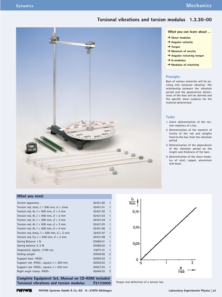 Torsional Vibrations and Torsion Modulus | PDF | Torque | Elasticity ...