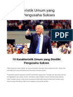 10 Karakteristik Umum Yang Dimiliki Pengusaha Sukses