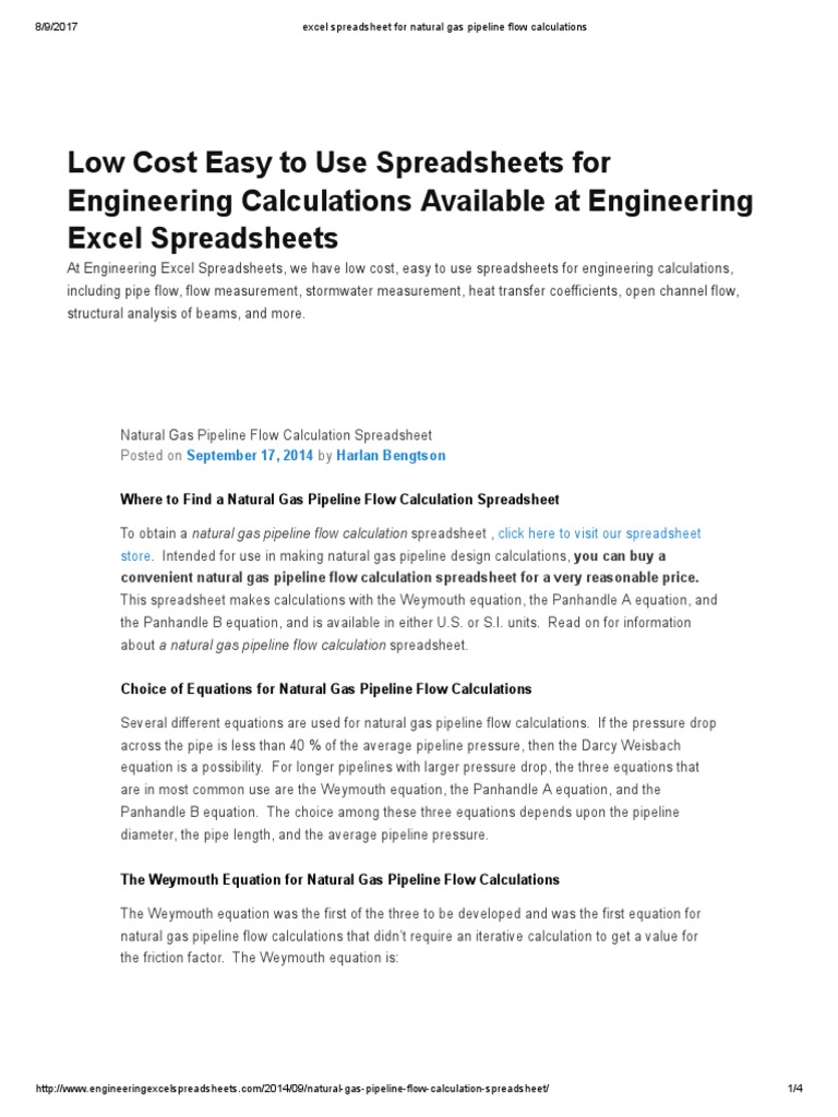 Natural Gas Pipeline Flow Calculations | PDF | Gases | Natural Gas