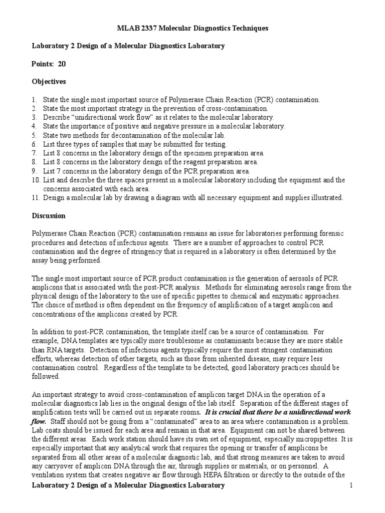 Designing a Molecular Diagnostics Lab | PDF | Amplicon | Polymerase ...