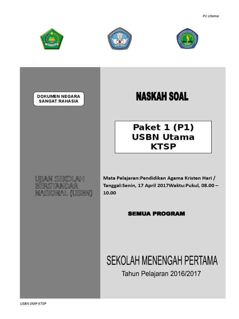 Soal Utama Usbn Pak Smp Ktsp P1