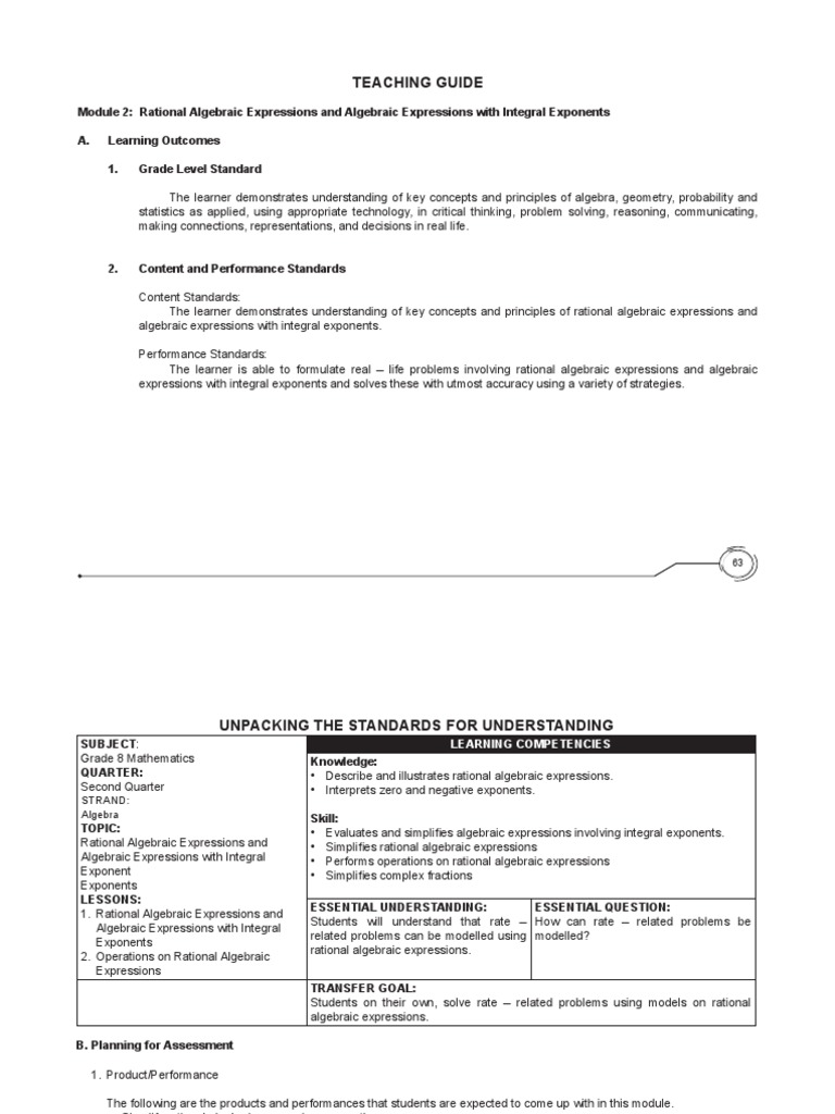 Grade 8 Algebra: Rational Expressions Guide | PDF | Polynomial ...