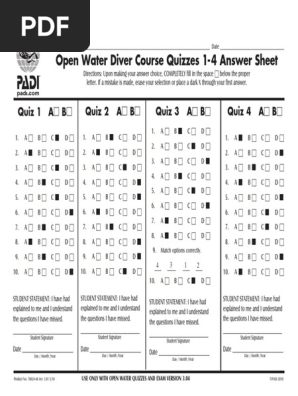 70025answersheetsak5 10 Pdf Underwater Sports Underwater Diving