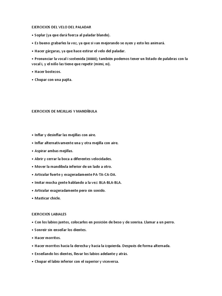 Ejercicios Del Velo Del Paladar | PDF | Vocal | Naturaleza