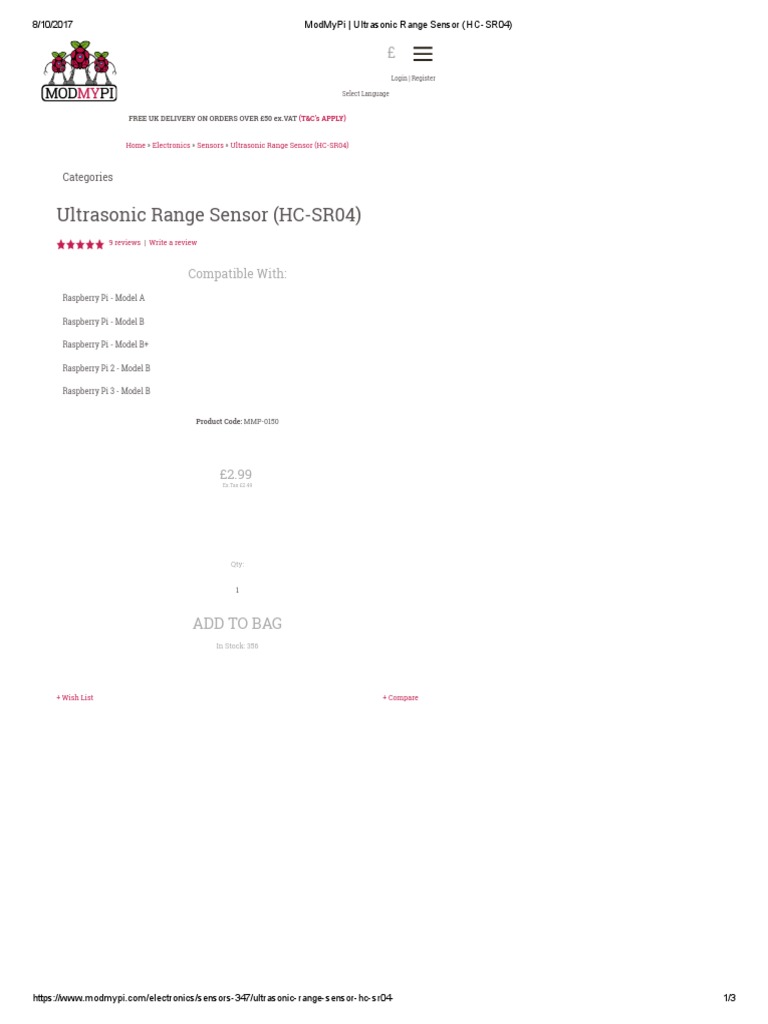 HC-SR04 Ultrasonic Sensor Specs | PDF | Ultrasound | Sensor